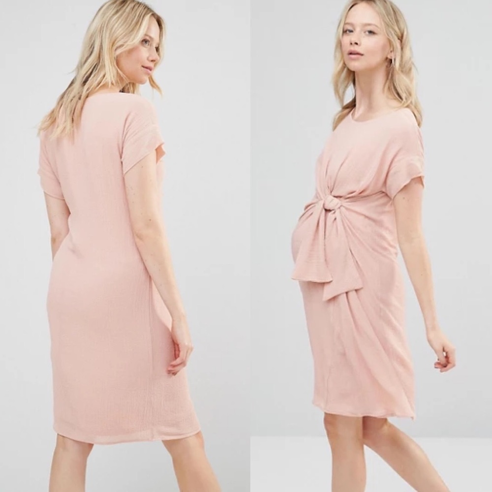 ASOS Short Sleeve Knot Front Woven Maternity Dress